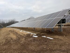 solar panels laid on the ground mounted stands